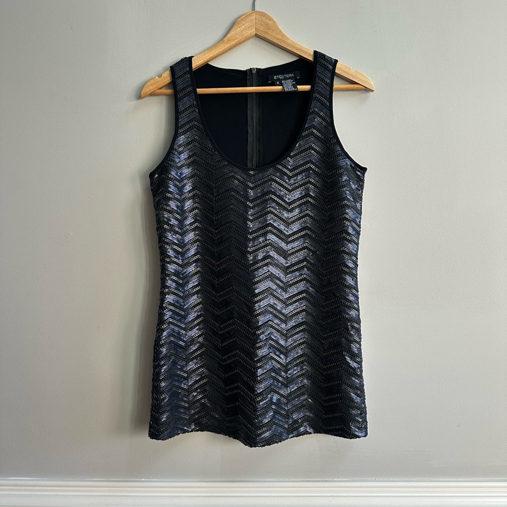 Black Sequin Tank — Etcetera (Size S)